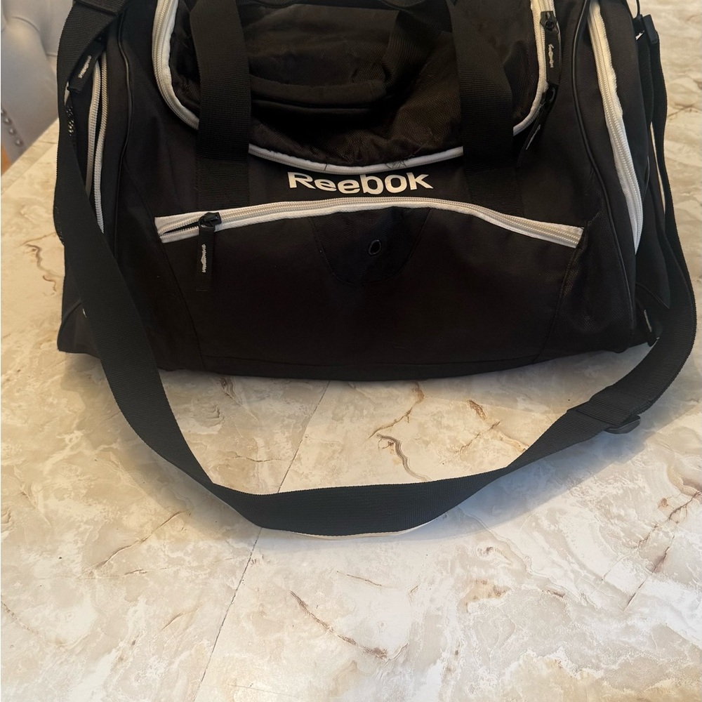 Reebok Black and White Sports Duffel Bag